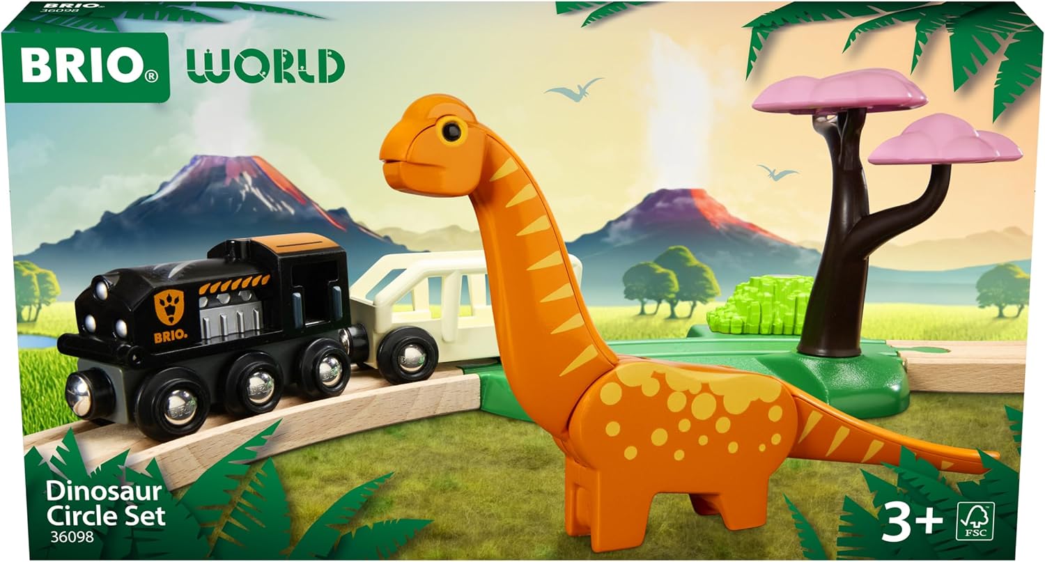 Toy Train Track Set - 12-Piece Dinosaur Train Circle Set with
