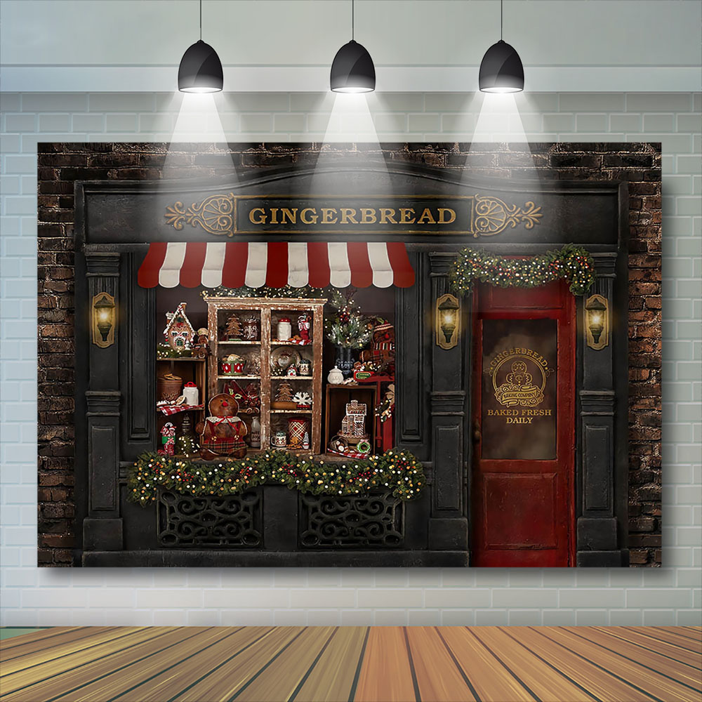 Gingerbread Shop Christmas Bac - Toys Background For Kids recension och pris