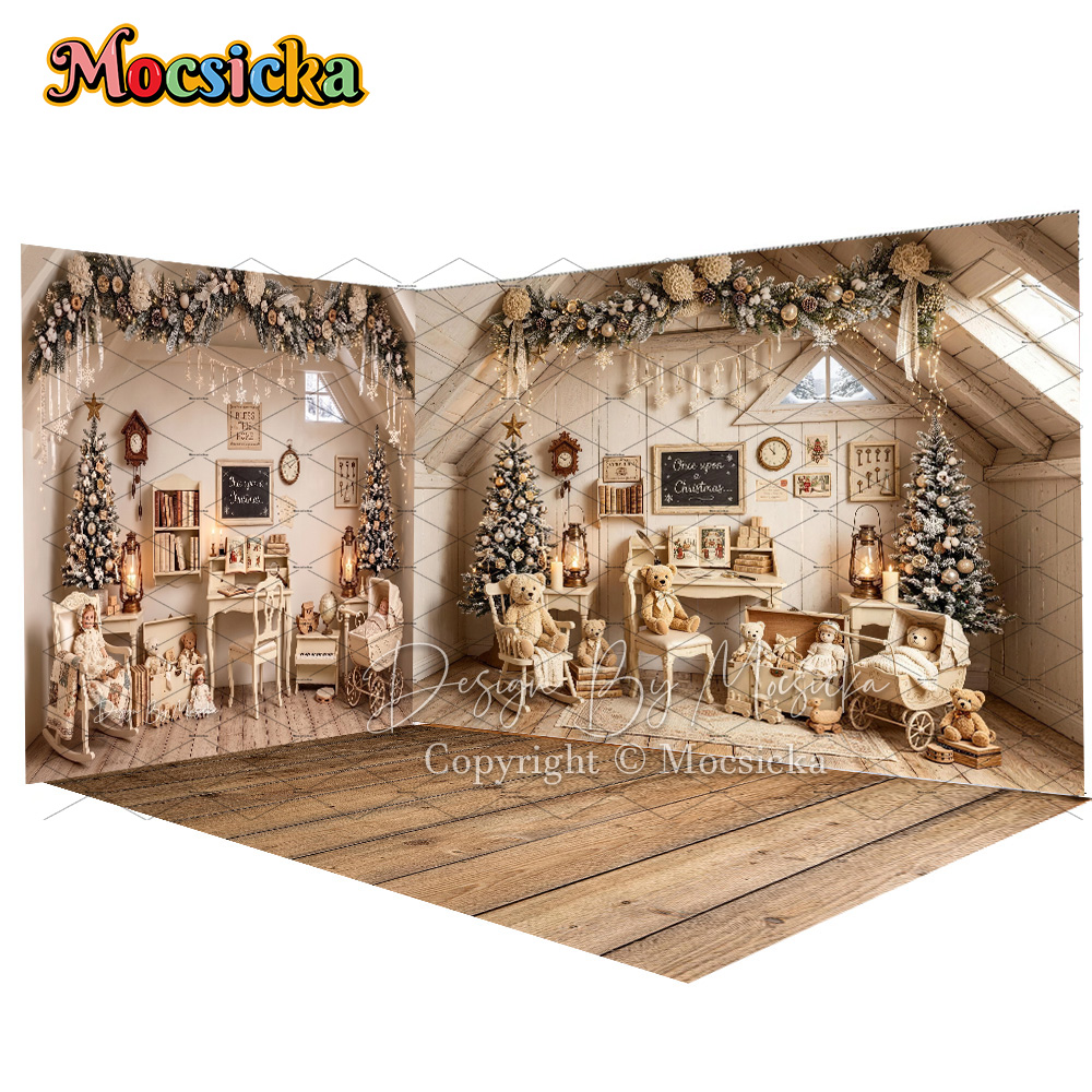 Mocsicka Vintage Attic Christm - Toys Background For Kids recension och pris