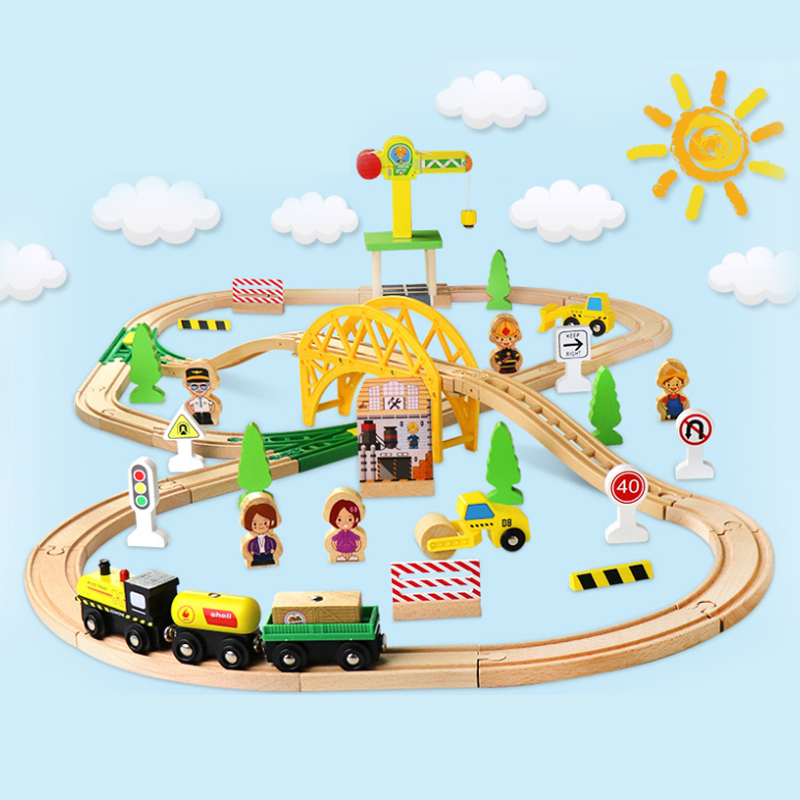 Wooden Train Track Highway Rin - Toy Train Track Set recension och pris