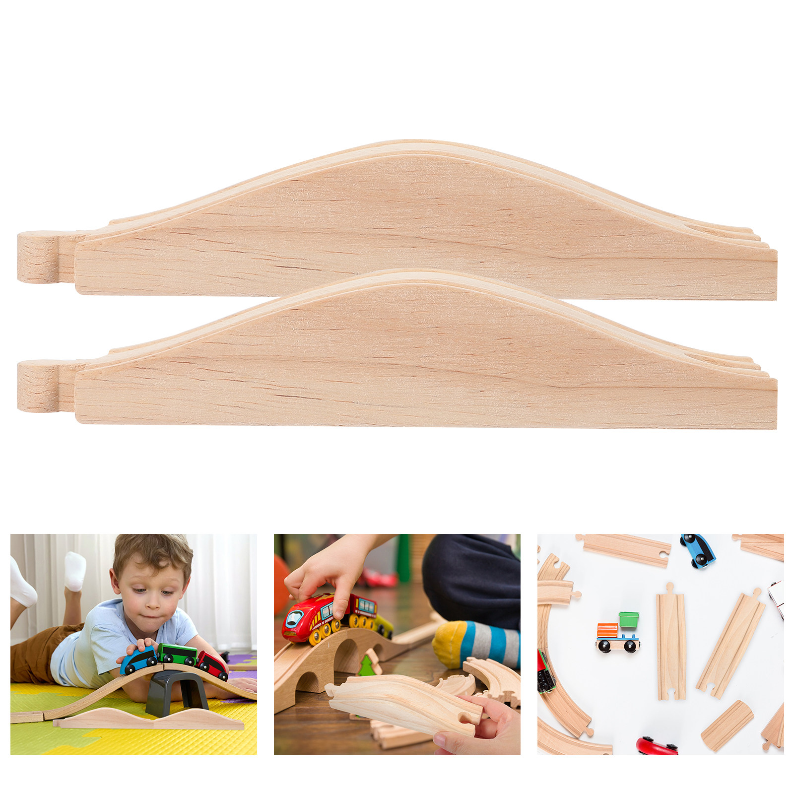 2Pcs Wooden Train Track Slopes - Toy Train Track Set recension och pris